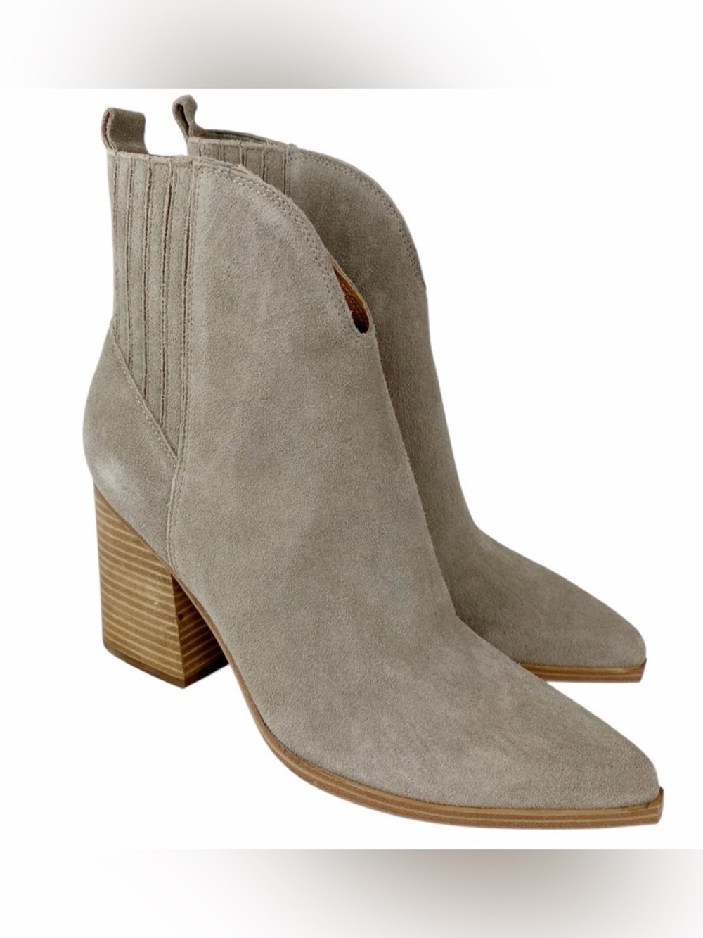Marc Fisher NEW Ommie Pointed Toe Boots Suede Leather Light Natural Tan Size 11